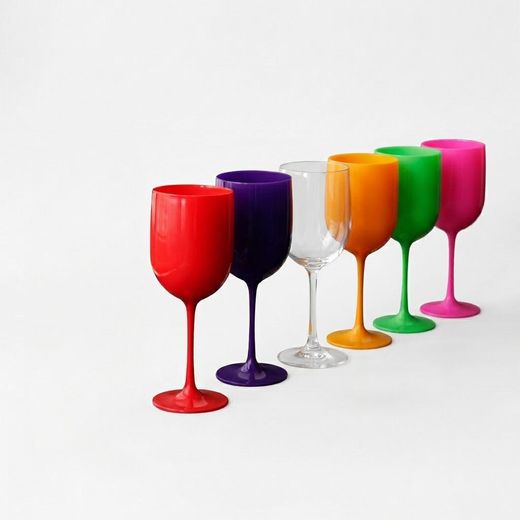 Generic  Plastic Wine Glass-Multicoloured-One Wine Glass