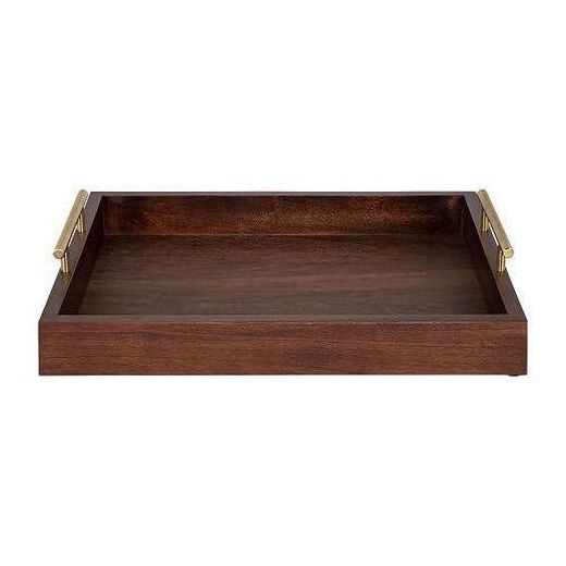 Generic Decorative Wooden Serving Tray with Metal Handles - image 2