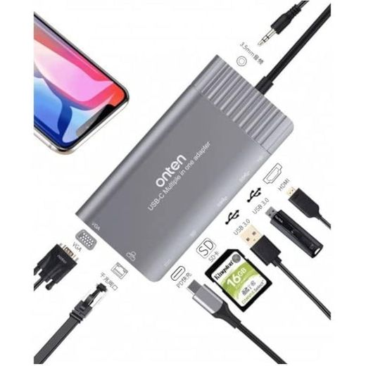 Onten Type-C Multi Function Dock Station - Ethernet, VGa, SD Card, USB 3.0 Ports, HDMI. - image 2