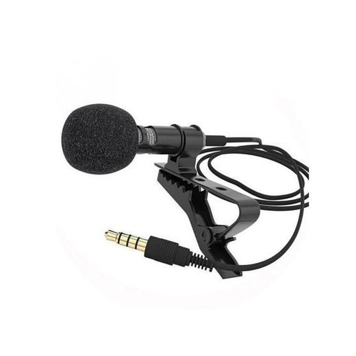 Generic Mini Microphone Condenser Clip-on Lapel Lavalier Wired for Mobile Phone Portable Mini Stereo - Black