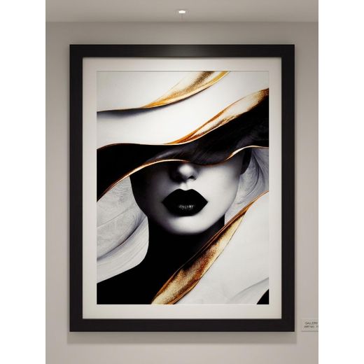 A3 Elegant Black & Gold Woman Wall Art Photo Frame – Modern Home Décor