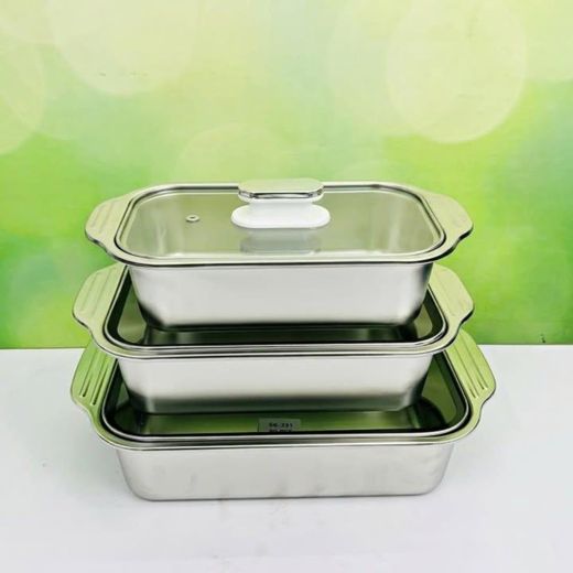 Generic Stainless Steel Serving Dishes Oven Proof Outdoor Camping Heat Preservation Lunch Box Food Containers with Clear Lids, Fresh- Keeping Container For Refrigerator, Stackable Snack Storage Boxes for Picnic BBQ Party Travel, Freezer & Dishwasher Safe - image 3