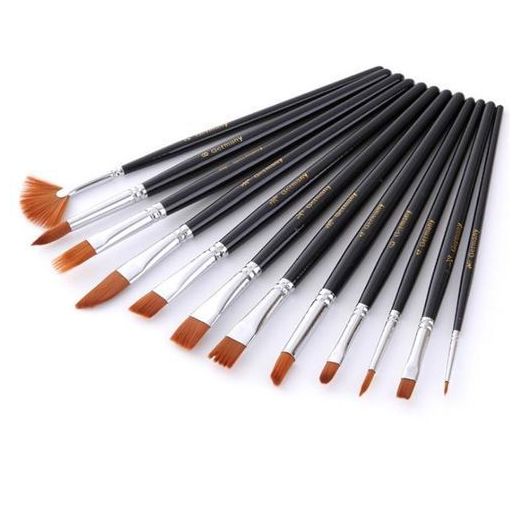Generic Bomega 12 Pcs Short Rod Coer Tube Nylon Writ Brush Sulies