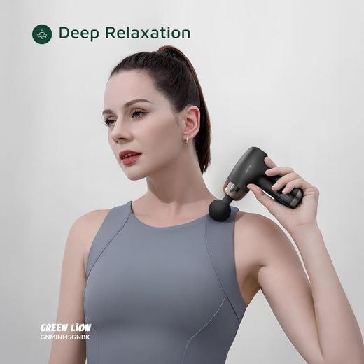 Green Lion Mini Massage Gun, 4×Massage Heads, 6×Speed Levels, 2Hrs Working Time, Deep Tissue Massager, Pain Relief, Portable Handheld Electric Body Massager for Neck/Shoulders/Back/Arms/Legs - Black - image 2