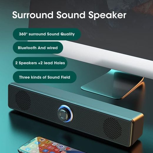 Generic Bluetooth 4D Surround Speaker Home Theater Sound System Computer Sound Bar - Black