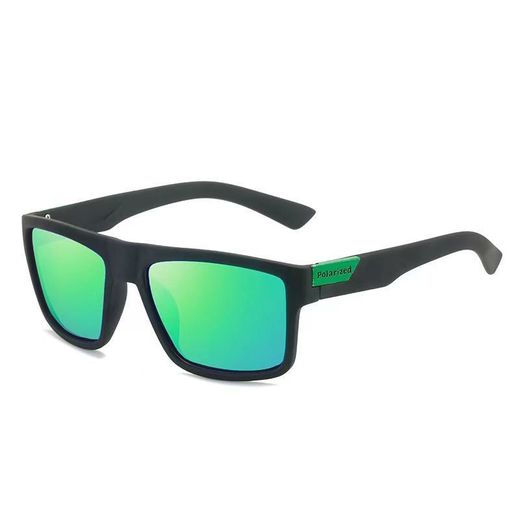 Fashion Men's Polarized Sports Double Bridge Sunglasses UV400 Protection - Black/Green