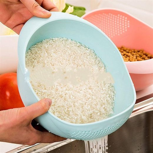 Rice washing bowl strainer sieve