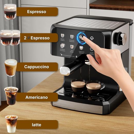 Generic Portable Electric Semi-automatic Stainless Steel Household Digital Coffee Machine, Semi-Auto Coffee Maker with Milk Frother ,Touch Control, 20 Bar Pressure, Brewable Dairy Products - image 4