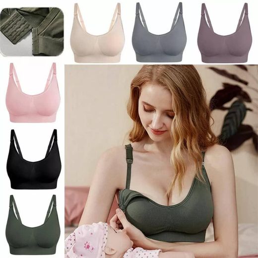 Generic Large Size Breathable Underwear Seamless Women's Open Front Pregnancy Nursing Maternity Bra No Wire Breastfeeding Removable Pads Comfy Sleep Anti-Sagging, Wireless, Armpit