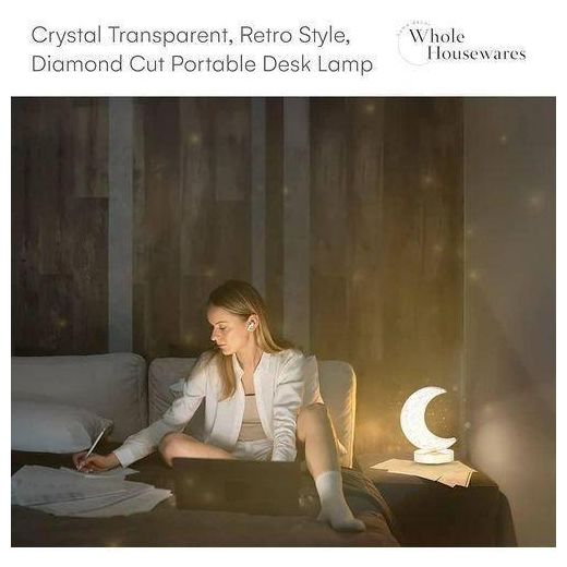Generic Celestial Crystal Moon Table Lamp with Metallic Base - image 2