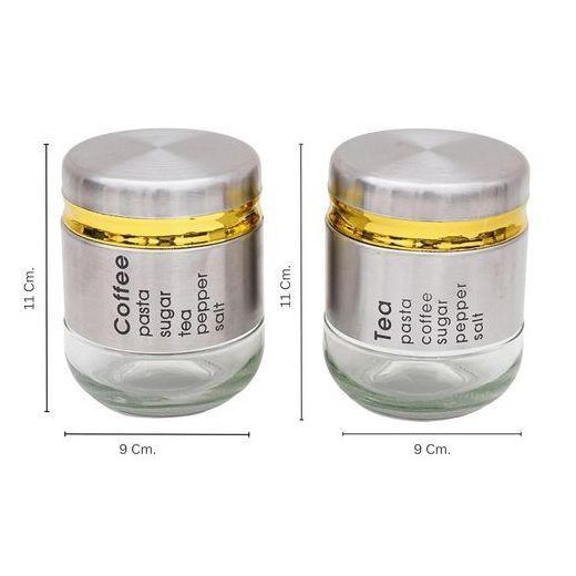 Generic 3 Pieces Of Coffee Pasta Sugar Tea Pepper Salt Canister 350ml Classic Glass Airtigh Storage Jarst Containers with Lids