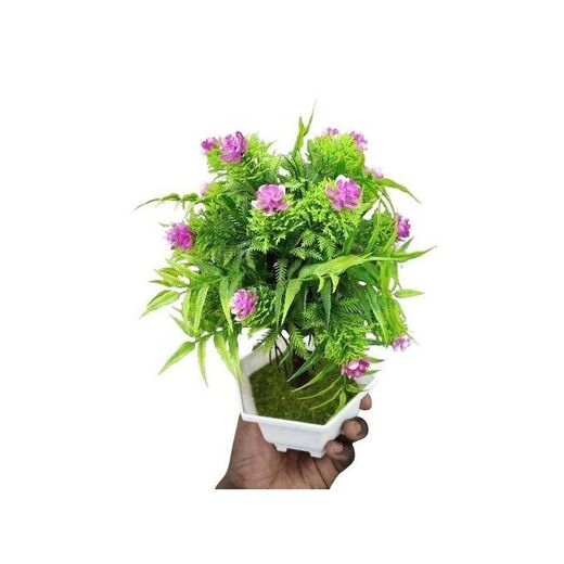 Generic Artificial Table Flowers In Pots 15cm - White,Green