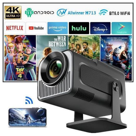 CALUS Portable Smart Projector Mini Projector with WiFi and Bluetooth, Support 4K 1080P with Dual-Band WIFI6 BT5.0 Android 11, Smart TV Projector Auto Keystone Correction for Phone/TV Stick/Laptop