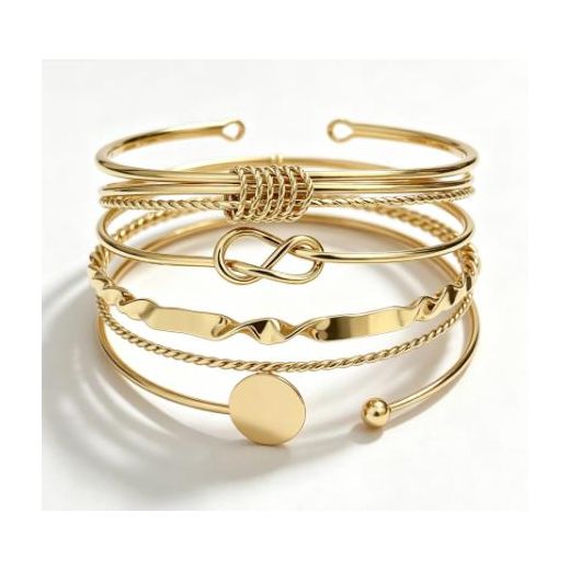 Fashion Vintage Personalized Bracelet Five Piece Set - Gold - image 3