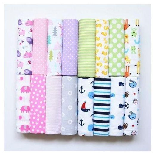 Generic 4Pcs Cute Printed Pure Cotton Baby Boy Shawl Super-soft Flannel Receiving Newborn Baby Blanket - Blue/Multicolor - image 3