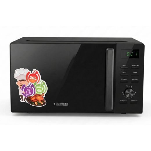 Blueflame 20L Digital Microwave Oven With Auto-Cook & Quick Defrost -  Black