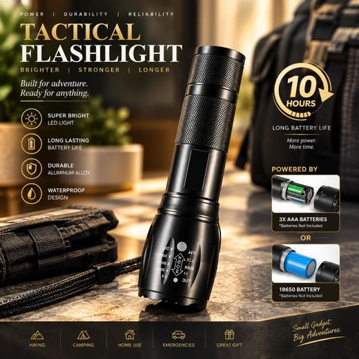 Mythco 2-Pack Tactical LED Flashlights – Rechargeable 5-Mode Waterproof Torches for Camping, Emergencies & Home Use Uganda - image 4