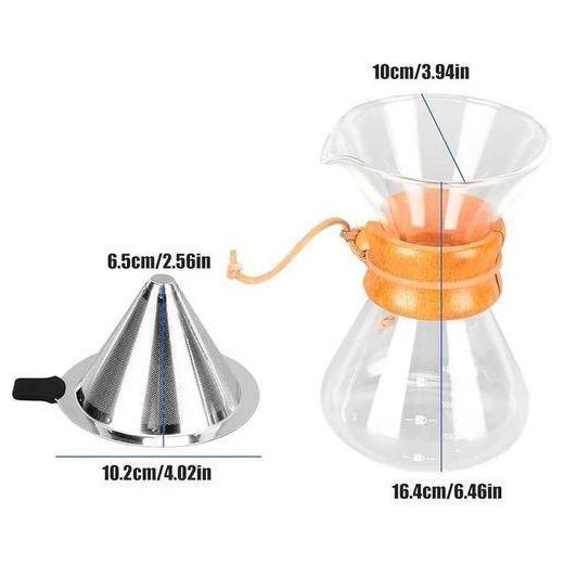 Generic 800ml Heat Resistance Borosilicate Glass Carafe Pour Over Coffee Pot, Coffee Kettle Heat Resistance Durable Simple Design Save Time with Filter for Cafe for Coffee Lover for Family - image 2
