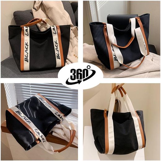 STY Ladies Large Capacity Tote Bag Women Handbag Simple Canvas Bag - image 2