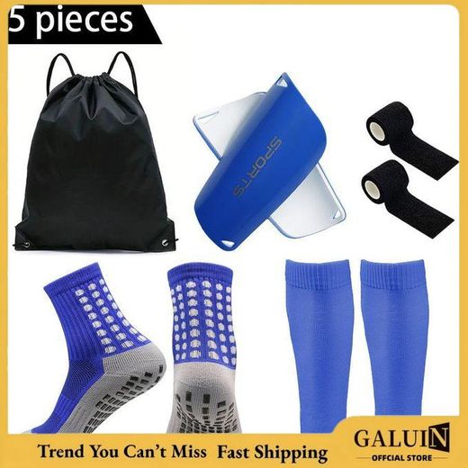 GALUIN 5pcs Anti-Slip Football Sock Guards Kit For Adults Highly Elastic
