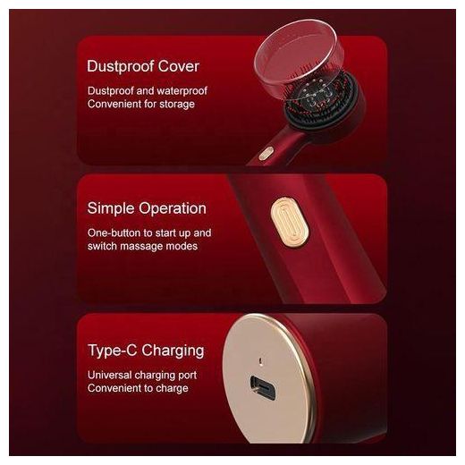 Generic Portable Electric Massage Comb Vibration Red Light Therapy Anti Hair Loss Scalp Massager Brush Oil Applicator for Hair Growth - image 3