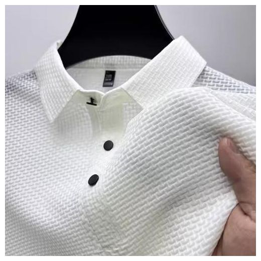 Berrykey Men's Casual Summer Short Sleeve Polo Shirt Turned-Down Collar Button-Up Heavyweight White - image 4