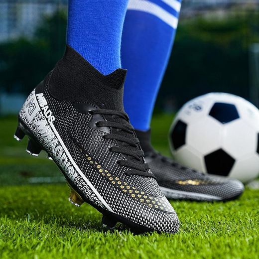 GALUIN Men Soccer Shoes High Ankle Football Boots Men Sneakers-Black - image 4