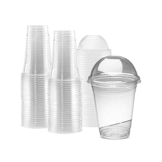 Generic Disposable  plastic  cups with lids 25pcs transparent