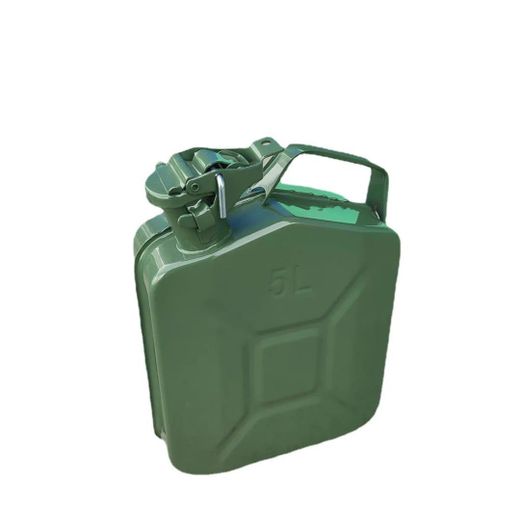 Generic 5-liter metal steel jerrycan for storing and transporting fuel,diesel or oil