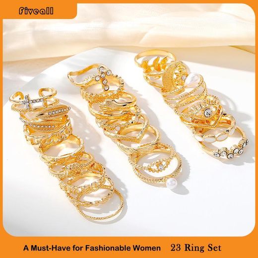Fashion 23 pcs/Set Women's Simple Casual Rings Alloy Rings - Gold - image 4