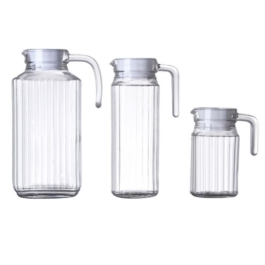 Generic Transparent Vertical Pitcher/ Slim Glass Fridge Water Jug With Plastic Lid Narrow Door Jug Easy Pour Non Spill Ideal for Milk Water Juice Beverage Carafe - image 2