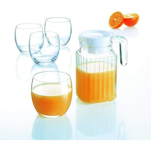 Generic Transparent Vertical Pitcher/ Slim Glass Fridge Water Jug With Plastic Lid Narrow Door Jug Easy Pour Non Spill Ideal for Milk Water Juice Beverage Carafe - image 3
