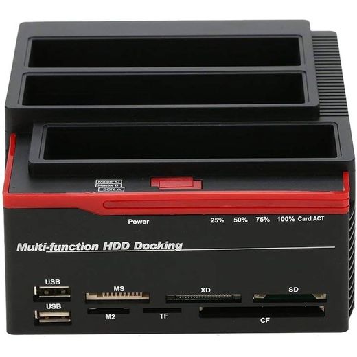 Generic HDD Docking Station Hard Drive Enclosures Case 2.5"/3.5" USB 3.0 to 2 SATA Ports 1 IDE Port External HDD Hard Drive Card Reader USB3.0 Hub with OTB/OTC Offline. - image 3