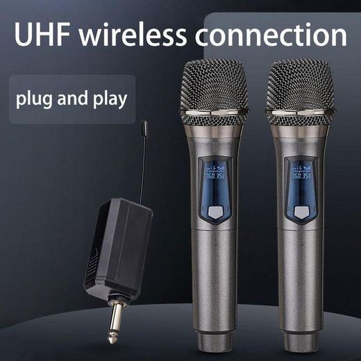 Generic Wireless Microphone,Rechargeable Wireless Dual UHF Microphone,Dual Handheld Dynamic Wireless Mic for Karaoke Singing, Wedding, DJ, Party, Speech, Church, Class Use,PA System,200ft - Multicolor - image 2