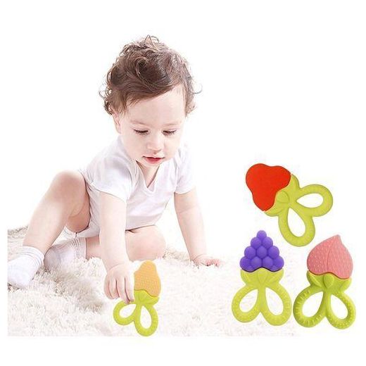 Generic 1 Piece Of Silicone Baby Teether for Teething Gums, Teething Toy with Textured Surface for Infants and Babies, 100% Food Grade Silicone, Fruit Design - image 2