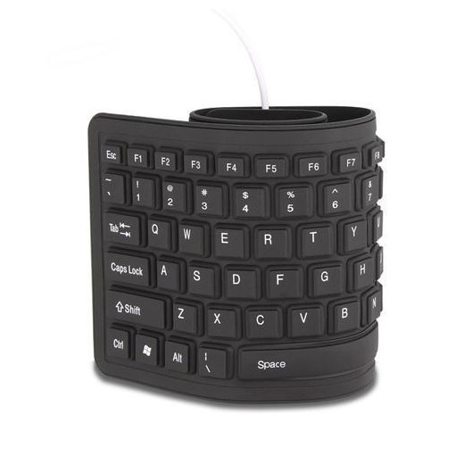 Generic Flexible USB Silicone Gel Full-Sized Keyboard - Black.