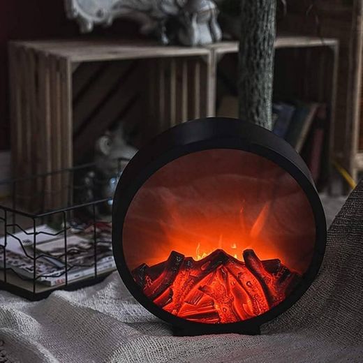 Generic Flame Fireplace Lamp Wall Fireplace with Electric Fire - Led Flame Effect - Black - 12.9 X 12.5 Inch Atmosphere Lamp