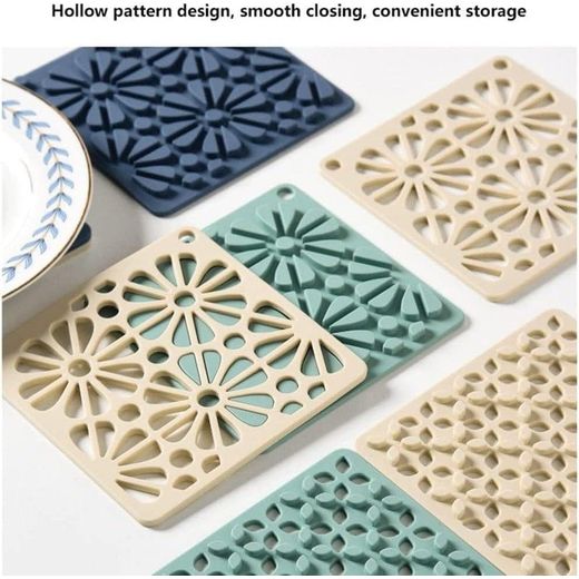 Generic 4 PC Silicone Trivet Pot Holders Drying Heat Resistant Non-Slip Counter Table Mats Cup Coasters Placemat Countertop Spoon Rest - image 3