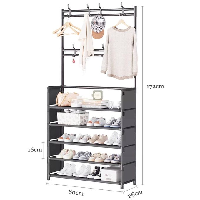 Shop 5-Tier Metal Shoe Rack Hat Rack, Entryway Storage Organizer ...