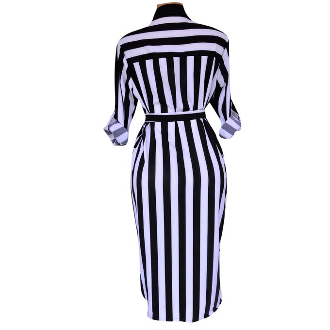 Shop Generic Big Vertical Striped Dress - Black,White | Jumia Egypt