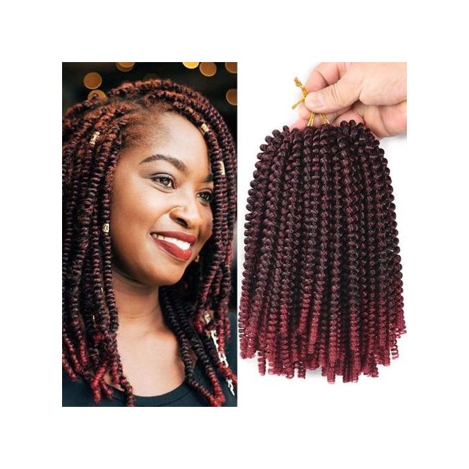 Shop Three Bundles - Ombre Spring Twist Crochet Hair Extension - Maroon |  Jumia Uganda