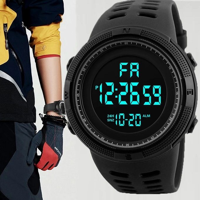 Shop Men's Watch LED Digital Wrist Watch Fashion Waterproof - Black