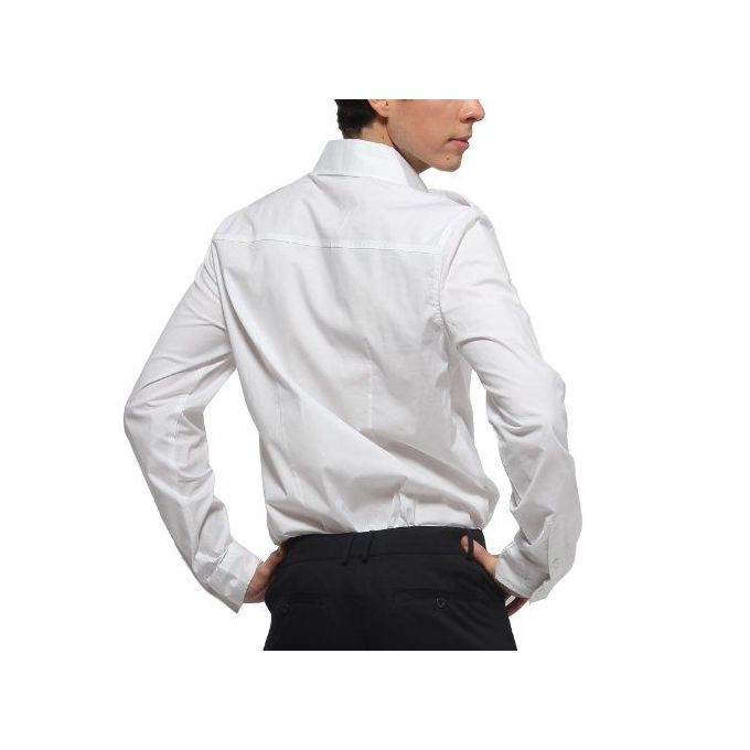 Shop Plain Long Sleeved Office And Causal Men's Cotton Shirt - White ...