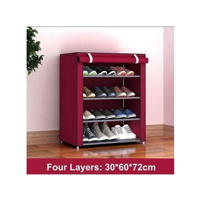 Shop Shoe Rack With Dust Cloth, 4 Layers - Red | Jumia Uganda