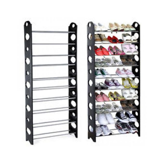 Shop Shoe Rack, 30 Pairs Black, Silver Jumia Uganda