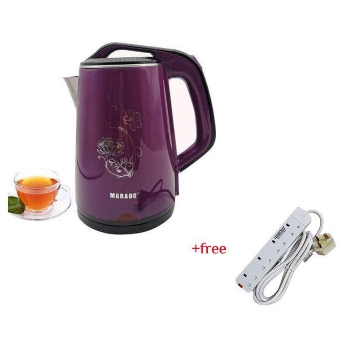 Shop Electric Kettle 2.5 Liters Plus A Free 4 Way Extension Black