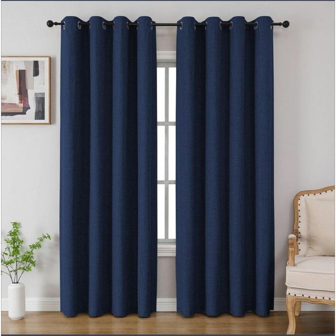 Shop 3pcs Plain Curtains including a net - Blue