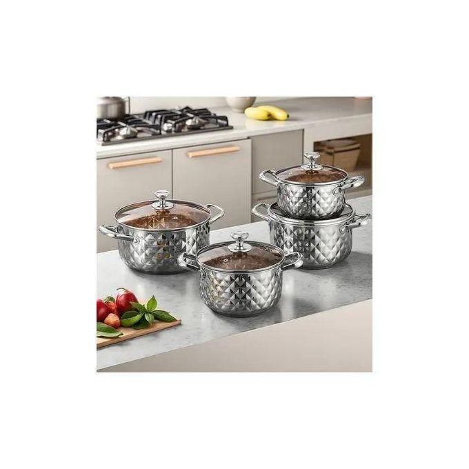 Shop Premium Diamond-Textured Stainless Steel Cookware Set