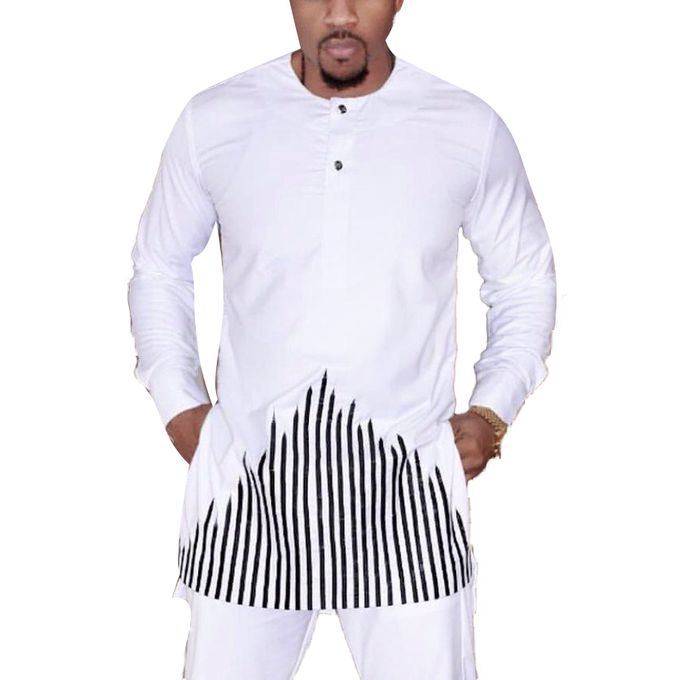 Shop Men's Long Sleeved African Design Shirt - White | Jumia Uganda