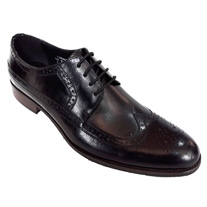 Shop Men's Lace Detailed Leather Gentle Shoes - Black | Jumia Uganda